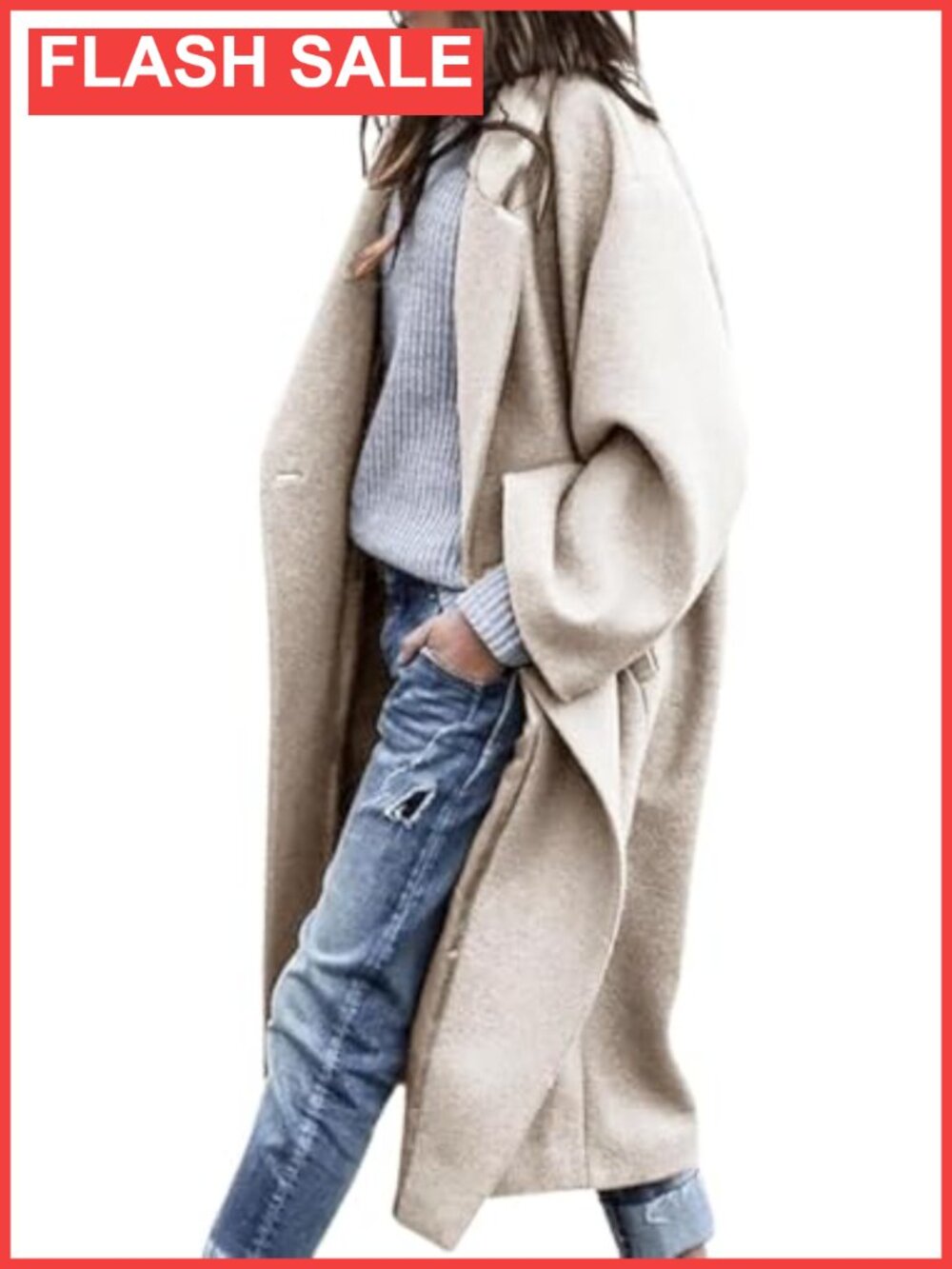 Notch Lapel Single Breasted Wool Blend Pea Coat Overcoat